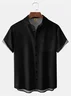 Big Size Moisture-wicking Solid Color Chest Pocket Casual Shirt