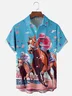 Tall Size Moisture-wicking Kentucky Derby Race Day Horse Chest Pocket Casual Shirt