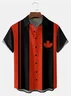 Big Size Moisture-wicking Breathable Canada Day Maple Leaf Chest Pocket Bowling Shirt