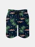 Men's Swim Trunks Hawaiian Tropical Palm Tree Beach Shorts with Pockets