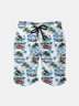 Men's Swim Trunks Hawaiian Tropical Palm Tree Beach Shorts with Pockets