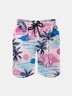 Men's Swim Trunks Hawaiian Tropical Palm Tree Beach Shorts with Pockets