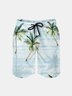 Men's Swim Trunks Hawaiian Tropical Palm Tree Beach Shorts with Pockets
