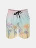 Men's Swim Trunks Hawaiian Tropical Palm Tree Beach Shorts with Pockets