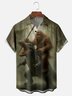 Moisture-wicking Bigfoot vs. Godzilla Chest Pocket Hawaiian Shirt