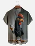 Moisture-wicking Tea Chicken Fun Chest Pocket Hawaiian Shirt