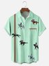 Moisture-wicking Horse Racing Fun Art Chest Pocket Bowling Shirt