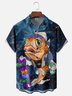 Moisture-wicking Fish Skateboard Texture Art Chest Pocket Casual Shirt