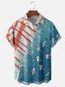 Moisture-wicking American Flag Airplane Beach Chest Pocket Casual Shirt