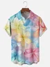 Moisture-wicking Colorful Floral Art Chest Pocket Hawaiian Shirt