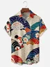 Moisture-wicking Vintage Japanese Floral Wave Ukiyo-e Art Chest Pocket Casual Shirt