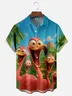 Moisture-wicking Funny Flamingo Island Chest Pocket Hawaiian Shirt