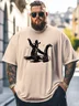 Big Size Men's Bigfoot and Loch Ness Monster Loose T-shirt