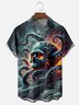 Moisture-wicking Giant Octopus Skull Chest Pocket Hawaiian Shirt