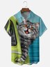 Moisture Wicking Funny Cat Chest Pocket Hawaiian Shirt