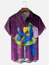 Moisture-wicking Art Illustrator Collaboration Tropical Parrot Cocktail Chest Pocket Hawaiian Shirt