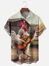 Moisture Wicking Fun Guitar Chicken Chest Pocket Hawaiian Shirt