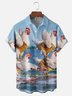 Moisture Wicking Fun Surf Chicken Chest Pocket Hawaiian Shirt