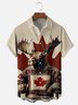 Moisture-wicking Canada Day Reindeer Maple Leaf Chest Pocket Casual Shirt
