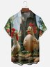 Moisture Wicking Funny Chicken Chest Pocket Hawaiian Shirt