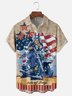 Moisture-wicking Independence Day American Flag Motorcycle Chest Pocket Casual Shirt