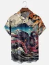 Moisture-wicking Octopus Ukiyo-e Chest Pocket Casual Shirt