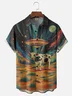 Moisture-wicking Cow Unidentified Flying Object Universe Chest Pocket Casual Shirt