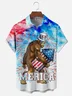 Moisture-wicking Independence Day Bigfoot Merica Chest Pocket Casual Shirt