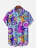 Moisture-wicking Flower Geometric Multicolor Chest Pocket Hawaiian Shirt
