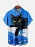 Moisture-wicking Cat Chest Pocket Casual Shirt