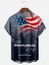 Tall Size Moisture-wicking Memorial Day American Flag Chest Pocket Casual Shirt