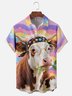 Moisture-wicking Cow Chest Pocket Hawaiian Shirt