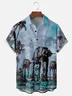 Tall Size Moisture-wicking Star Robot Chest Pocket Hawaiian Shirt