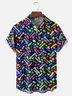Moisture Wicking Abstract Geometric Chest Pocket Hawaiian Shirt