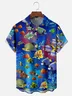 Moisture Wicking Underwater World Fish Chest Pocket Hawaiian Shirt