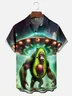 Moisture Wicking Alien UFO Avocado Gorilla Chest Pocket Hawaiian Shirt