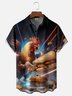 Moisture Wicking Fun Burger Hot Dog Chicken Chest Pocket Hawaiian Shirt
