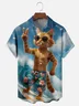 Moisture-Wicking Surf Cat Chest Pocket Hawaiian Shirt