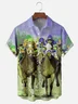 Men's Kentucky Derby Attire Moisture-Wicking Horse Racing Print Shirt