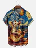 Moisture Wicking Starry Sky Guitar Pig Chest Pocket Hawaiian Shirt