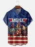 Tall Size Moisture-wicking Independence Day Rooster American Flag Chest Pocket Casual Shirt