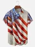 Tall Size Moisture-wicking American Flag Painted Chest Pocket Hawaiian Shirt