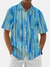 Moisture Wicking Gradient Stripes Chest Pocket Hawaiian Shirt
