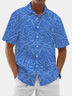 Moisture Wicking Plant Leaves Chest Pocket Hawaiian Shirt