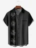 Tall Size Moisture-wicking Poker Symbols Chest Pocket Bowling Shirt