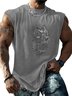Mens Crewneck Tank Tops Rock Music Skull Beach Sleeveless Shirt