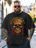 Big Size Men's  Rock Punk Skull Art Loose Fit T-shirt