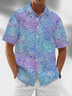Moisture Wicking Gradient Botanical Print Chest Pocket Hawaiian Shirt