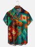 Moisture-wicking Canada Day Reindeer Chest Pocket Casual Shirt