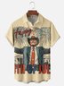 Moisture-wicking Happy Independence Day American Flag Trump Chest Pocket Casual Shirt